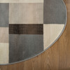 5' Round Grey-Brown Round Patchwork Power Loom Stain Resistant Area Rug