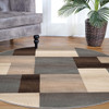 5' Round Grey-Brown Round Patchwork Power Loom Stain Resistant Area Rug