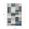 8' X 10' Teal And Gray Patchwork Power Loom Stain Resistant Area Rug