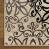 5' Square Tan Gray And Black Square Floral Medallion Stain Resistant Area Rug