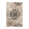 5' X 8' Tan Gray And Black Floral Medallion Stain Resistant Area Rug