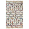 5' X 8' White And Southwest Palette Geometric Hand Woven Area Rug