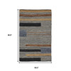 5' X 8' Grey Striped Hand Woven Stain Resistant Area Rug