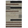 5' X 8' Oatmeal Striped Hand Woven Stain Resistant Area Rug