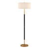 61" Black and Brass Two Light Floor Lamp With White Drum Shade