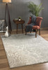 4' X 6' Grey Damask Power Loom Stain Resistant Area Rug