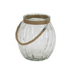 9.5" Clear and Brown Textured Oval Glass Jar with Rope