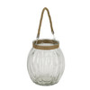 9.5" Clear and Brown Textured Oval Glass Jar with Rope