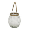 9.5" Clear and Brown Textured Oval Glass Jar with Rope