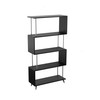 61" Black Manufactured Wood Squiggle Four Tier Etagere Bookcase