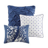 Indigo Blue & White Ogee Design Quilt Set AND Decorative Pillows (Vienna-Indigo-cov)