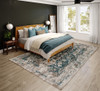 3' X 5' Blue Oriental Area Rug With Fringe