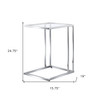 25" Chrome And Clear Glass Square End Table