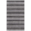 9' X 12' Dark Grey And White Striped Hand Loomed Area Rug