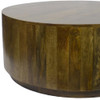 42" Rustic Brown Solid Wood Round Distressed Coffee Table