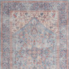 6' X 9' Blue And Orange Medallion Distressed Washable Area Rug