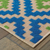 2' X 4' Sand Geometric Stain Resistant Indoor Outdoor Area Rug