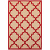 2' X 4' Sand Geometric Stain Resistant Indoor Outdoor Area Rug