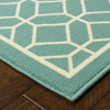 2' X 8' Blue Geometric Stain Resistant Indoor Outdoor Area Rug