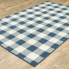 5' X 8' Blue Geometric Stain Resistant Indoor Outdoor Area Rug