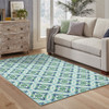 5' X 8' Blue Geometric Stain Resistant Indoor Outdoor Area Rug