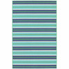 5' X 8' Blue Geometric Stain Resistant Indoor Outdoor Area Rug