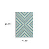 5' X 8' Blue Geometric Stain Resistant Indoor Outdoor Area Rug