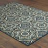 6' X 9' Blue Geometric Stain Resistant Indoor Outdoor Area Rug