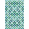 6' X 9' Blue Geometric Stain Resistant Indoor Outdoor Area Rug