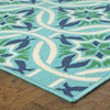 6' X 9' Blue Geometric Stain Resistant Indoor Outdoor Area Rug