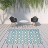 8' X 10' Blue Geometric Stain Resistant Indoor Outdoor Area Rug