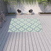 10' X 13' Blue Geometric Stain Resistant Indoor Outdoor Area Rug