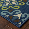 2' X 8' Blue Floral Stain Resistant Indoor Outdoor Area Rug