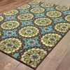 5' X 8' Blue Floral Stain Resistant Indoor Outdoor Area Rug