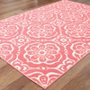 6' X 9' Pink Floral Stain Resistant Indoor Outdoor Area Rug