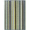 2' X 4' Blue Striped Stain Resistant Indoor Outdoor Area Rug