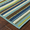 2' X 4' Blue Striped Stain Resistant Indoor Outdoor Area Rug