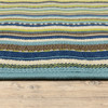 3' X 5' Blue Striped Stain Resistant Indoor Outdoor Area Rug