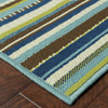 6' X 9' Blue Striped Stain Resistant Indoor Outdoor Area Rug