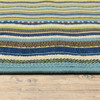 9' X 13' Blue Striped Stain Resistant Indoor Outdoor Area Rug
