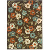 2' X 4' Brown Floral Stain Resistant Indoor Outdoor Area Rug