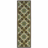 2' X 8' Brown Floral Stain Resistant Indoor Outdoor Area Rug