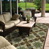 6' X 9' Brown Floral Stain Resistant Indoor Outdoor Area Rug