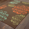 6' X 9' Brown Floral Stain Resistant Indoor Outdoor Area Rug