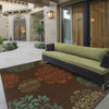 6' X 9' Brown Floral Stain Resistant Indoor Outdoor Area Rug