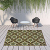 8' X 11' Brown Floral Stain Resistant Indoor Outdoor Area Rug