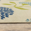 3' X 5' Ivory Floral Stain Resistant Indoor Outdoor Area Rug