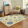5' X 8' Ivory Floral Stain Resistant Indoor Outdoor Area Rug