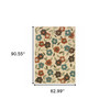 5' X 8' Ivory Floral Stain Resistant Indoor Outdoor Area Rug