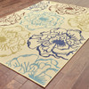 6' X 9' Ivory Floral Stain Resistant Indoor Outdoor Area Rug